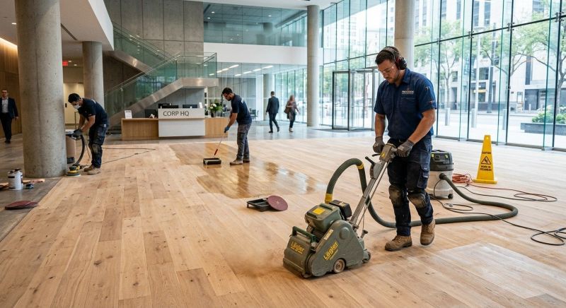 Our team working on Wood Floor Service projects in Loveland, CO
